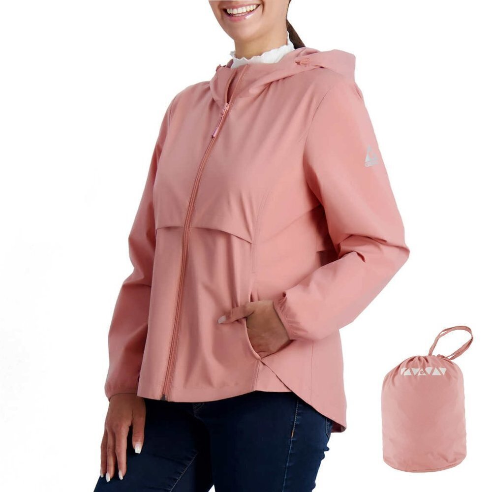 NWT Gerry Women's Packable High-low Hem Lightweight Hooded Jacket